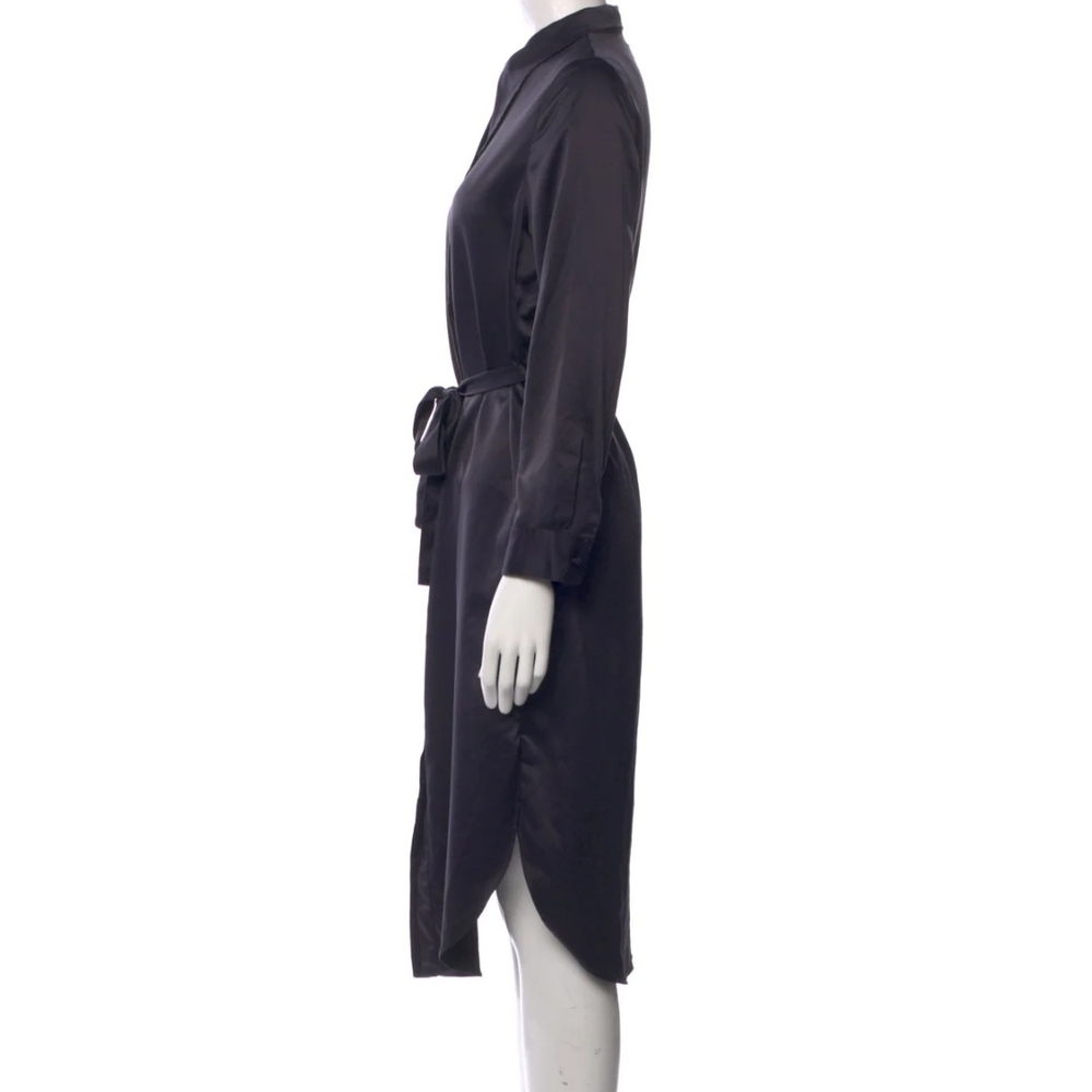 OAK+FORT Shirt Dress Soft Sheen Satin Black Pointy Collar S - Picture 14 of 15